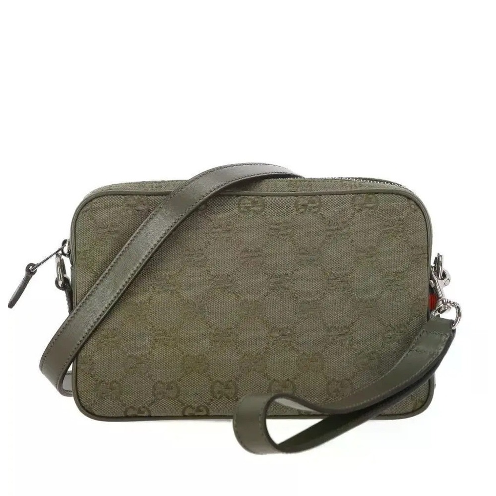 Gucci GG Supreme Canvas Crossbody Messenger Bag Olive Green 634802